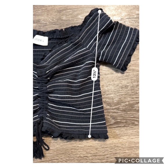 storia crop top large ruffle stripped Rayon Polyester - Picture 7 of 9